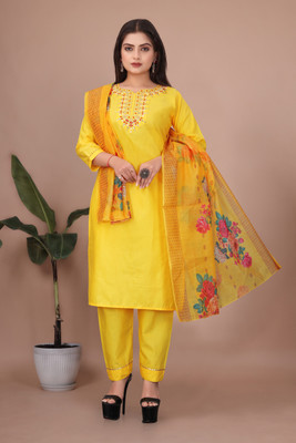 ROZRI Embroidered Kurta, Sharara & Dupatta Set