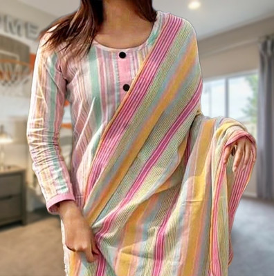 Shahbazcreation Striped Kurta, Trouser/Pant & Dupatta Set