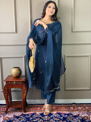 SwirlStyle Embroidered Kurta, Salwar & Dupatta Set