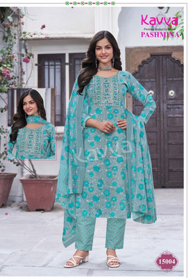 Kavya Pashmina Printed Kurta, Palazzo & Dupatta Set