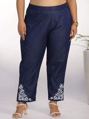 LetsDressUp Comfort Fit Women Dark Blue Trousers