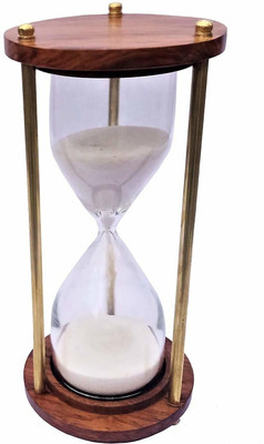 CH 5” Minute Wood and Brass Antique Hourglass Sand Timer Sand Glass Clock Ideal for Exercise, Tea Making Nautical Décor Item & Gift for Anyone Sand Clock