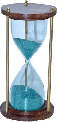 MIKEL ENTERPRISES Wooden Base Sky Blue Sand Clock Unique Timer an Antique Showpiece 5 Minutes time Sand Clock