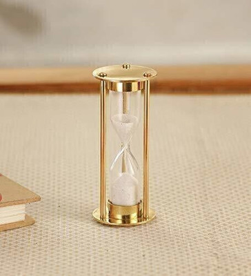CH Shining 2 Side Pure Brass Hourglass 5 Minute Sand Timer (White Sand) for Home and Office Table or Desk Decor Sand Clock