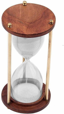 CH Wooden and Brass Sand Timer Hour Glass Sandglass Clock Antique Nautical Home Décor Height- 6 Inches/ Time- 5 Minutes (7.5 x 7.5 x 15 cm) Sand Clock