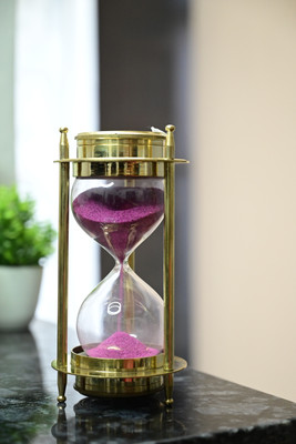 Brass Enclave 05-Minute Antique Sandtimer with Dual Compasses, Brass Sandtimer with Compass Sand Clock