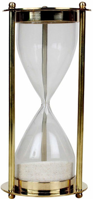 CH Nautical Antique Style Golden Hour Glass Brass Sand Timer Hourglass Ideal for Exercise Tea Making Clock Nautical Décor Theme 5 Minutes Sand Clock