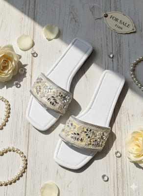 ALAAWARDROBE Women Flats(White , 8)