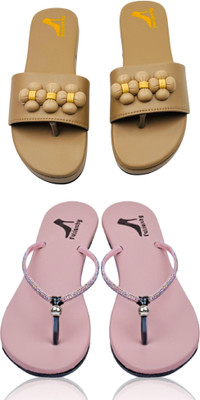 patriarchy Women Flats(Beige, Pink , 4)