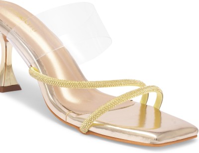 Dressberry Women Heels(Gold , 8)