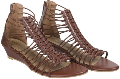 METRO Women Wedges(Brown , 3)