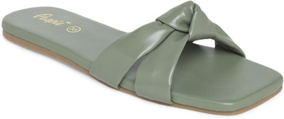 PEOPLE Women Flats(Green , 6)