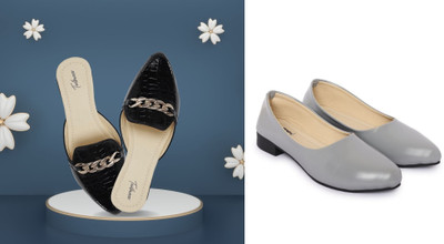 Todhwear Women Heels(Black, Grey , 5)