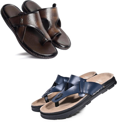 Walkivo Men Sandals(Brown, Blue , 10)