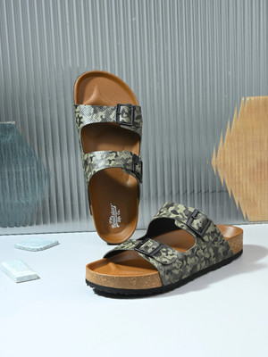 Roadster Trendy Camouflage Print Stylish Double Strap Men Sandals(Olive , 8)