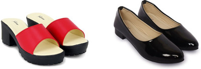 Todhwear Women Heels(Black, Red , 8)