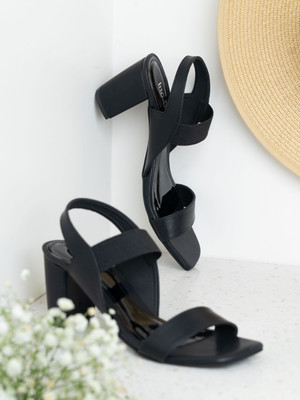 Inc.5 Party Wear Solid Square Toe Sandals Women Heels(Black , 3)