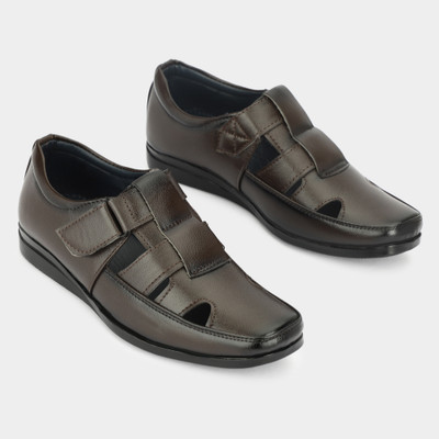 VOBLAND Synthetic Leather Casual/Formal Men Sandals(Brown , 9)