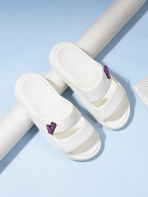 PLANET WALK Women Slides Lightweight, Breathable, Comfortable Everyday Cushioned Insole Slides(Off White , 3)