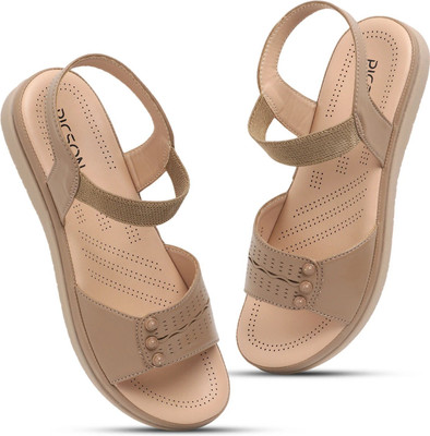 Picson Stylish Sandals with Extra Soft Cushioning for All-Day Comfort Women Flats(Beige , 4)
