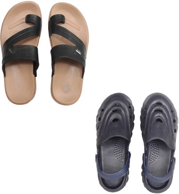 Vomoya Men Sandals(Black, Blue , 10)