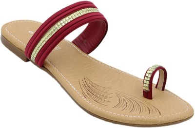 Dolphin Miles Women Flats(Maroon, Gold , 8)