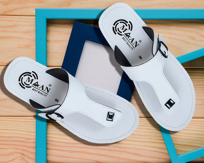 Maan Men Flip Flops(White , 9)