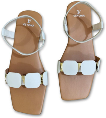 VEYONA Women Flats(White , 7)