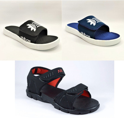 Classica Men Sandals(Black, Blue, Black, Red , 9)