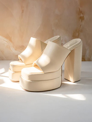 SHOETOPIA Women Heels(Beige , 6)