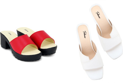 Todhwear Women Heels(Black, Red , 8)