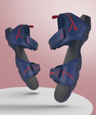 Sparx SS 713 Men Sandals(Navy, Red , 9)