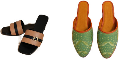 Dualstep Women Flats(Black, Brown, Green , 9)