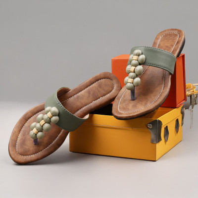 Ramkudi Women Flats(Green, Brown , 6)