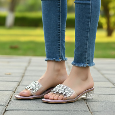 tripple patti Women Heels(Purple , 6)