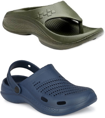 DEFLOW Men Sandals(Navy, Olive , 7)