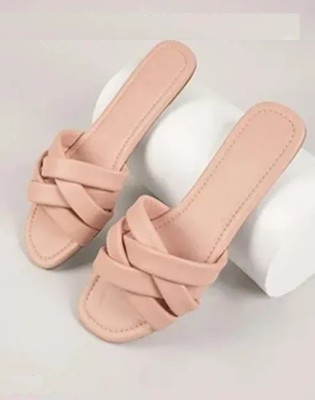 GeruCrafts Women |Premium|Comfort|Trendy|Lightweight|Stylish|Flats|Chapal|Slippers Slides(Pink , 7)