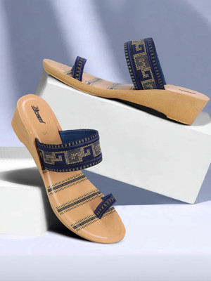 Paragon PUK7027L Comfortable Slip-on Durable Daily Wear Slippers Women Heels(Blue , 5)