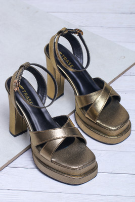 TRASE Women Heels(Gold , 6)