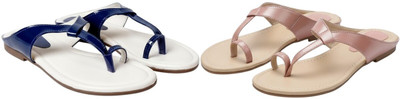 Kuhu Creations Women Flats(Blue, Pink , 4)