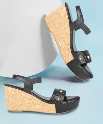 Inc.5 Women Wedges(Black , 6)