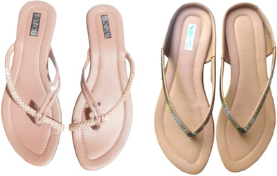 Nicesteps Women Flats(Beige, Pink , 6)