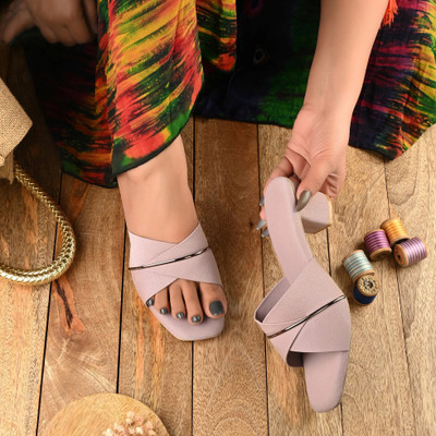 LEEFANT Women Heels(Purple , 9)