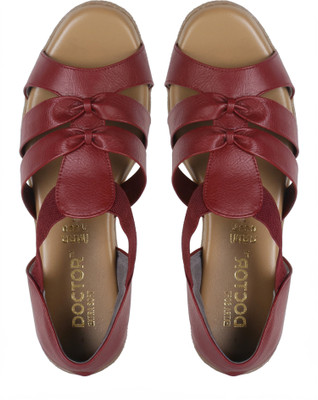 DOCTOR EXTRA SOFT Brunette Open Toe Lightweight Thong Style, Cork UK-10 Women Casual(Maroon , 8)