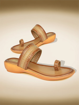 AJANTA Women Flats(Beige , 4)
