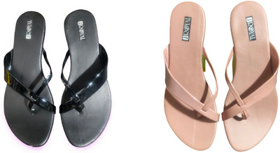 Nicesteps Women Flats(Beige, Black , 9)