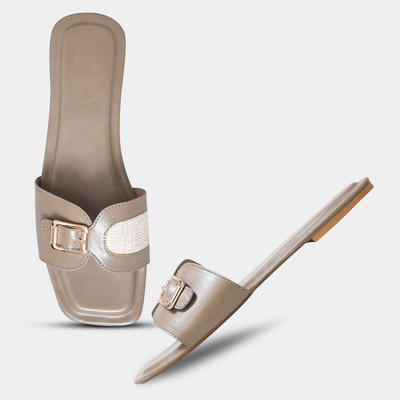 PEEK Women Flats(Khaki , 6)