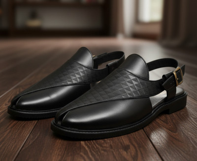 SHOLUX Men Sandals(Black , 10)