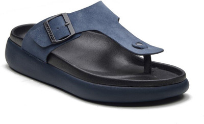 UNDERROUTE Stylish Dual Strap Buckle Design Men Sandals(Navy , 7)