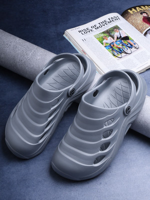 TOE CANDY Men Clogs(Silver , 9)